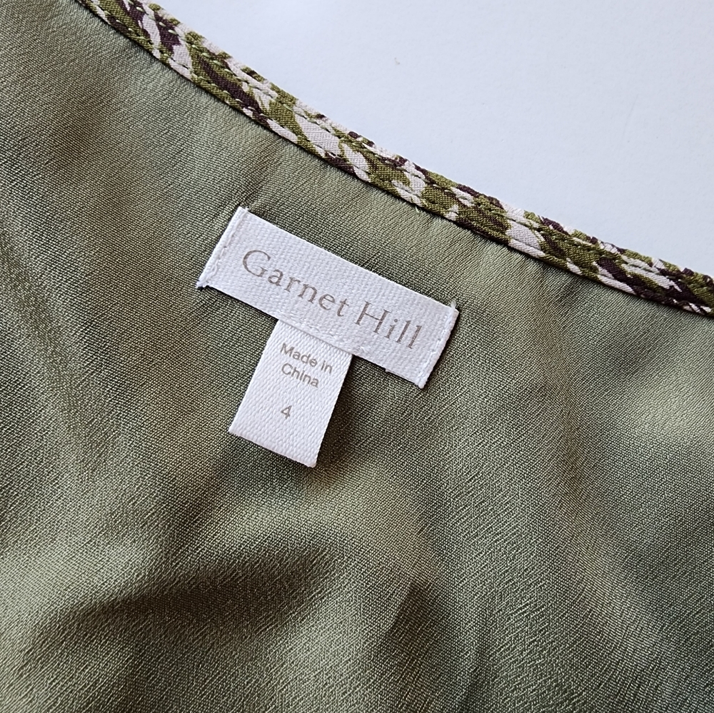 Garnet Hill Floral Olive Green Dress with Pockets Size 4 - Picture 6 of 7